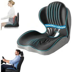 Ergonomic L-Shaped Memory Foam Seat Cushion with Lumbar Support, Designed to Help Relieve Tailbone, Coccyx & Lower Back Pain for Office,Truck, Car & Travel (Grey)