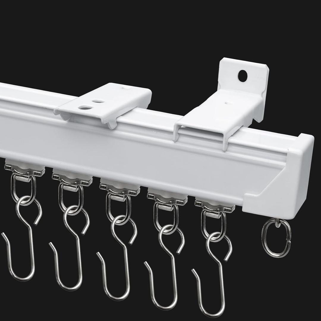Curtain Track for Ceiling or Wall, Heavy Duty Aluminum Alloy with Smooth Sliding, Easy to Install, White, 3ft To 6ft (6 ft)