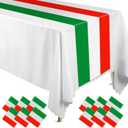 Hotop 12 Pcs Italian Flag Table Runners Plastic Italy Table Runner 14 x 108 Inch Red Green and White Striped Table Runner Disposable Italian Flag Table Decoration for Home Room Kitchen Party Supplies