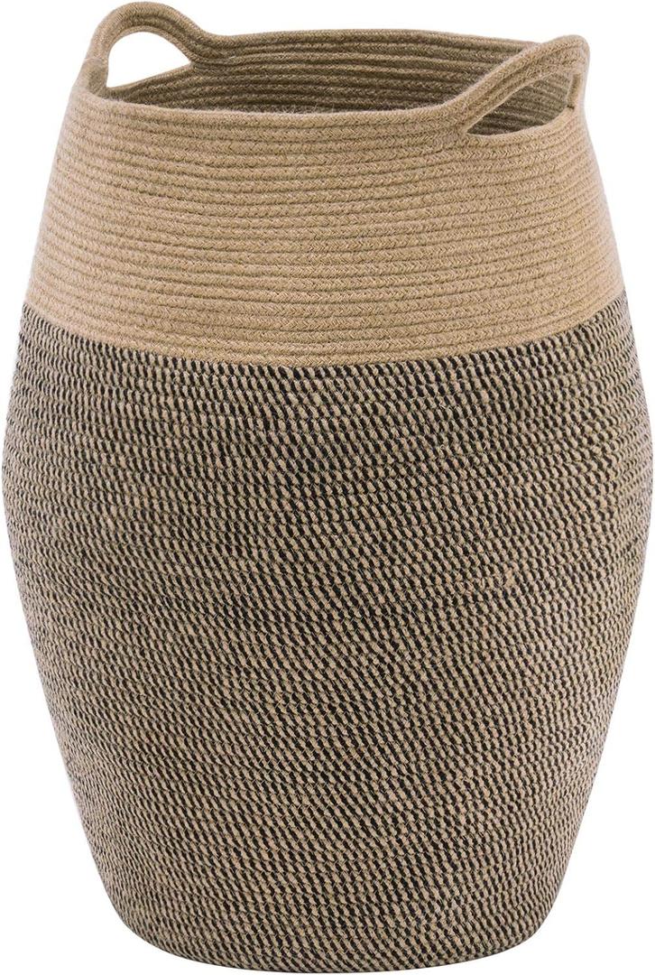 Cotton Rope Laundry Hamper by YOUDENOVA, 105L - Woven Collapsible Laundry Basket - Clothes Storage Basket for Blankets, Laundry Room Organizing, Bedroom Storage, Clothes Hamper  Dark Brown
