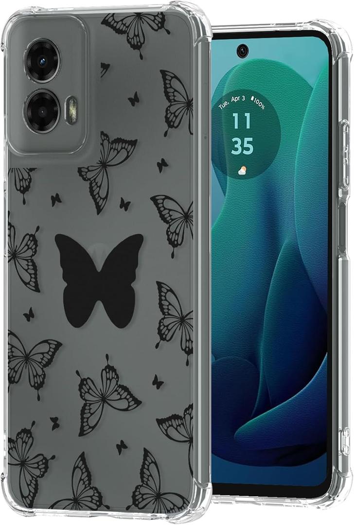 Buleens for Motorola for Moto G 5G 2024 Case - Clear Flexible TPU Women Cute Girls Protection Phone Cover Slim Fit Shockproof Girly Unique Design Pattern Phone Case for Moto G 5G 2024, Butterfly