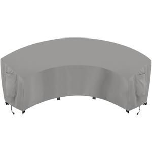 OutdoorLines Waterproof Curved Outdoor Sectional Cover - UV Resistant Windproof Patio Sectional Sofa Covers for Deck, Lawn and Backyard, Heavy Duty Furniture Covers (150L x 36D x 38H x 112FL, Grey)