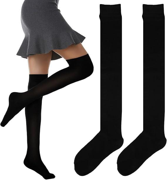 Women's Thigh High Socks Soft Cotton Over the Knee Socks Leg Warmers Stockings for Women Girls 2Pairs