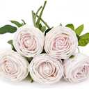 LYZXMLBL 5Pcs Light Pink Real Touch Artificial Silk Flowers with Stems - Lifelike Latex Austin Rose Peony for Wedding Bouquets, Home Decor, DIY Floral Arrangements