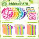 Nitial 240 Pcs Hibiscus Party Plates Napkins Hawaiian Theme Tableware Set for Luau Table Decorations Supplies Tropical Dessert Plates Forks for Aloha Summer Beach Party, Serve 48 Guests