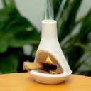 Ceramic Chiminea Palo Santo Holder and Burner - Modern Medieval Incense Candle and Matchstick Mini Chiminea for Wood Sticks and Bulk Incense with Ash Catcher - Zen-Inspired Home Decor Gift (White - Small Palo)