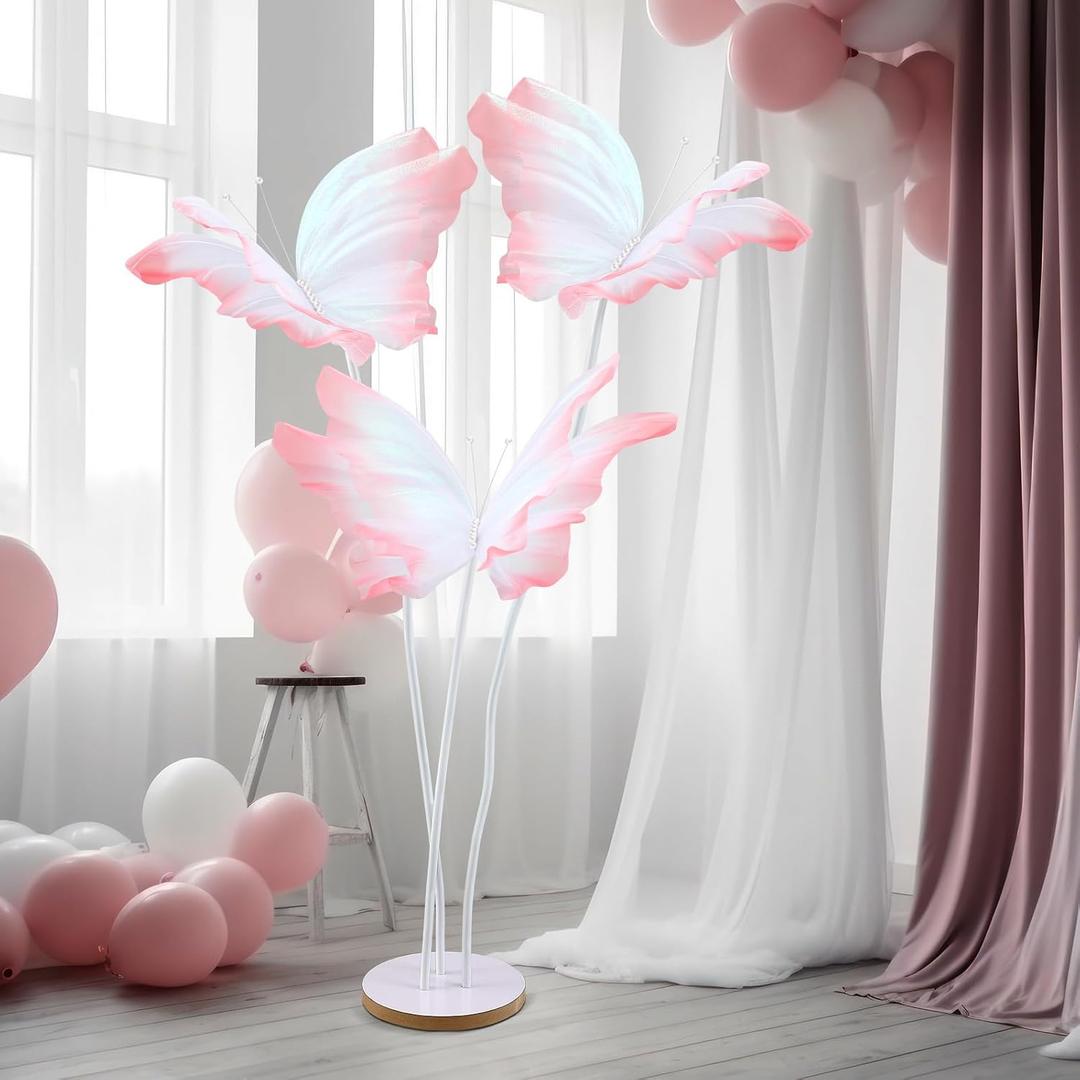 Havawish 3 Pcs 5.2ft Giant Butterfly Decorations Valentines Large Fluttering Artificial Gauze Butterfly with Standing Base for Wedding Church Birthday Party Home Garden Backdrop Decoration Photo Props