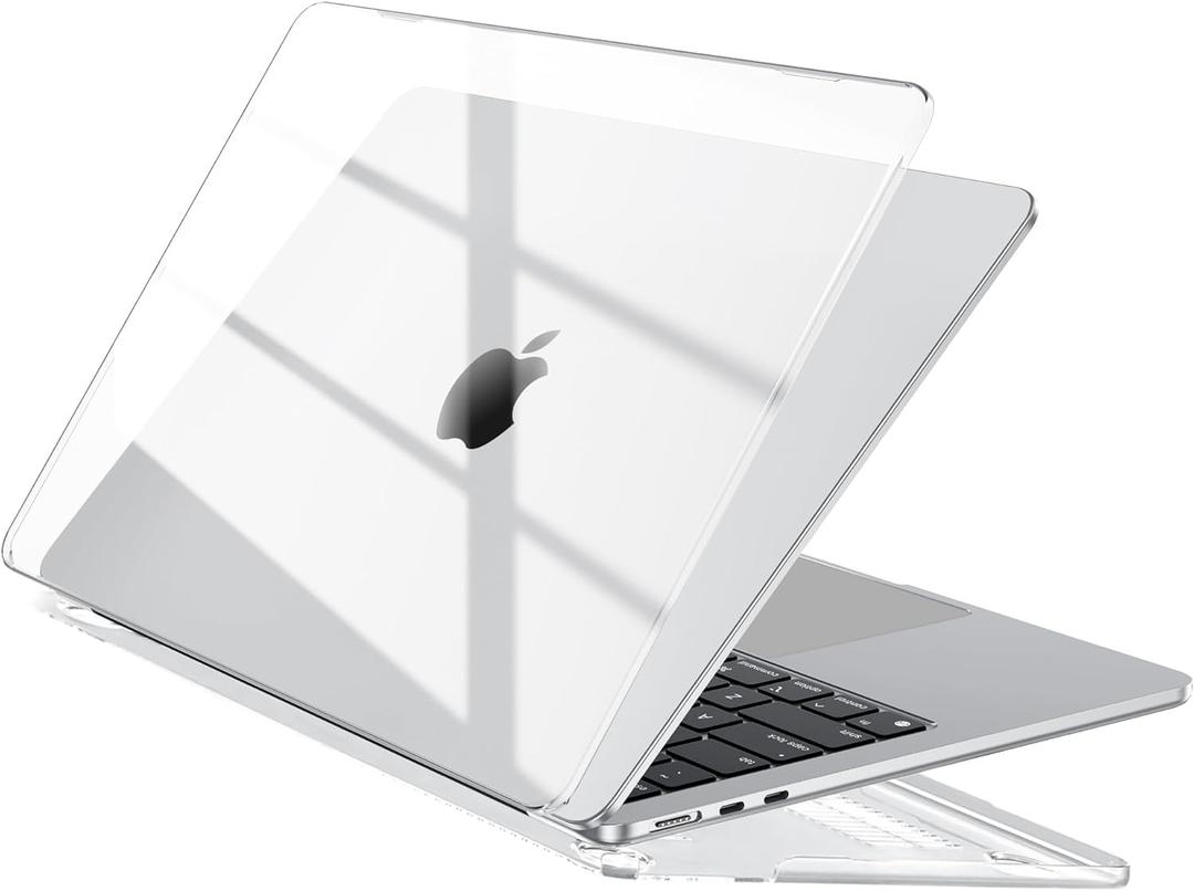 EooCoo Compatible with MacBook Air 15 inch Case M5 2026 2025 2024 2023 M4 M3 M2 Model A3448 A3241 A3114 A2941, Transparent Plastic Hard Shell Cover, Smooth Shiny Surface, Crystal Clear