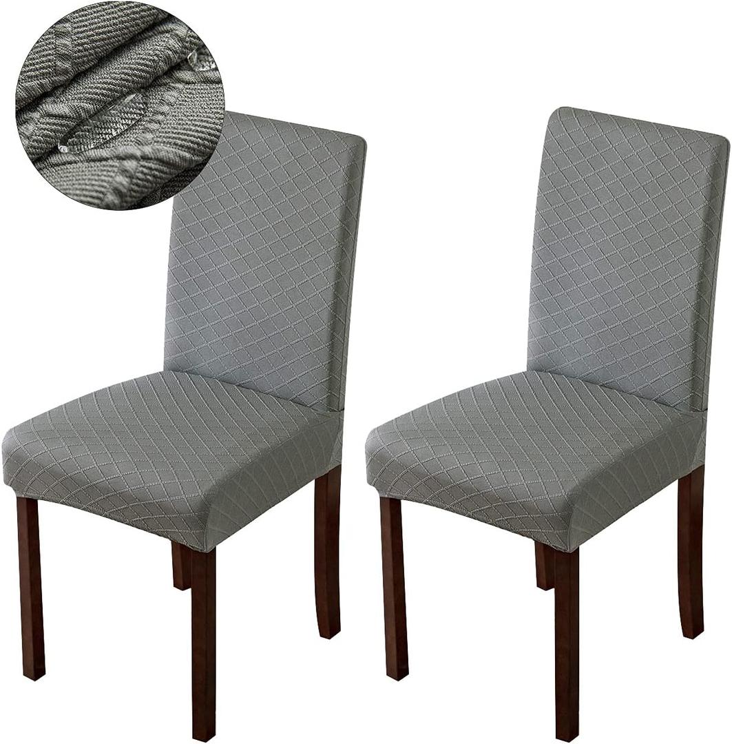 Genina Waterproof Chair Covers for Dining Room Dining Chair Covers Kitchen Parsons Chair Covers (Gray, 2 PCS) (Grey)