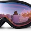 SPOSUNE Ski Goggles Over Glasses with Dual lens, Anti-fog Anti-UV Snow Goggle for Men Women Youth Skiing Snowmobile (Black Frame + Magenta Lens Vlt 35%)