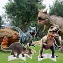 Chunful 3 Pcs Large Dinosaur Themed Decoration T-rex Stegosaurus Velociraptor Cardboard Cutout Standup Dinosaur Birthday Party Photo Backdrop for Jurassic Theme Jungle Safari Party Supply (Classic)