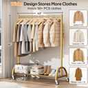 MISSLO Heavy Duty Clothing Rack with Wheels Rolling Clothes Racks for Hanging Clothes, Coats, Garment, Dress, Gold