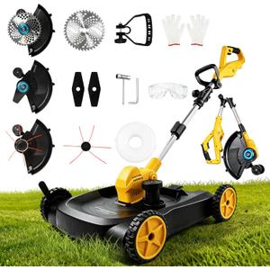 Cordless Lawn Mower Compatible with Dewalt 20v Battery, 3000W 3-in-1 Battery Powered Mower Brushless Grass Trimmer/Edger/Mini Mower/Brush Cutter for Small Yards, Push Mowers (Tool Only)