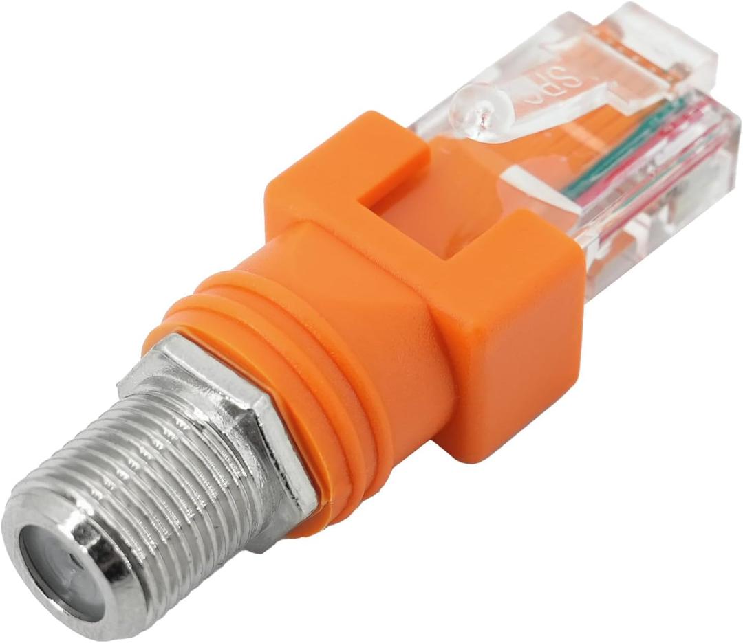 RJ45 to F Coax Adapter Connector Female to Male Coaxial Barrel Coupler Adapter Connector Coax Straight Connector (1 Pack)