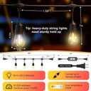 100FT LED Outdoor String Lights with 60+4 Waterproof Bulbs(1.5FT Bulbs Spacing), Remote & Dimmer, Commercial Grade Patio Lights with 3 Mode Light & Timing, 100PC Ties