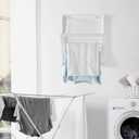Danya B. Folding Wall Mounted Drying Rack - White, 21.25"D x 25.5"W x 2"H, 
Made of wood and MDF in White finish
Space-saving design utilizes a wall mounted folding drying rack