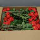 Jexine 100 Pieces Artificial Roses Flowers Bulk, Long Stem Realistic Fake Silk Roses Bouquet for Table Centerpiece Vases Wedding Party Kitchen Decor(Red)