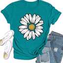 Qskall Daisy Shirts for Women Marguerite Daisy Floral T-Shirt Wildflower Tee Tops 2XL