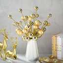 4 Pcs 15 Inch Gold Christmas Tree Picks Xmas Glitter Ball Christmas Tree Decorations Artificial Stems for Xmas Topper Ornaments DIY Wreath Garland Crafts Winter Home Decor