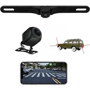 Wireless Backup Camera AHD 1080P License Plate Camera for iPhone iPad Android Smart Phones Clear Night Vision IP68 Waterproof Rear/Front View Reverse Camera for Sedans SUV MPV Van Pickup
