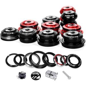 BUCKLOS 1-1/8 Bike Headset MTB Threadless 34 44 44-50.6 44-55 44-56 41.8-52mm, Straight Tapered Tube Mountain Bikes Road Bicycle Double Sealed Bearings Headsets, for Frame Fork Expander Plug Star Nut