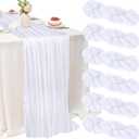 6 Pack White Cheesecloth Table Runner 22x120 Inch | 10Ft Boho Gauze Rustic Sheer Decor for Wedding Birthday Baby Shower Party Centerpiece Home Dining Table