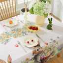 Honellaty Easter Tablecloth Rectangle Watercolor Bunny Table Cloth, Spillproof Spring Floral Tablecloths, Stain Resistant Wrinkle Free Cloth Table Cover for Picnic Party Dinner (52 * 70 Beige)