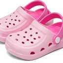 OWIF Boys Girls Toddler Clogs Little Kids Slip on Slides Sandals Truck Car Bunny Summer Water Shoes Garden Beach Pool Outdoor Bathing Shower Slippers Pink, 10-10.5 Little Kid