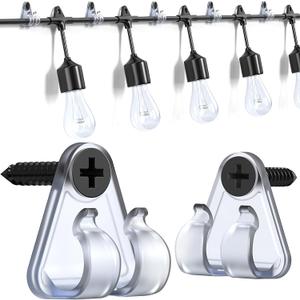 Hooks for Outdoor String Lights Clips, Christmas Light Clips Weatherproof, Lights Hanger Hooks for Hanging Christmas Light, Fairy Light, Cable, Holiday Decor - Clear, 50 Pack (White)