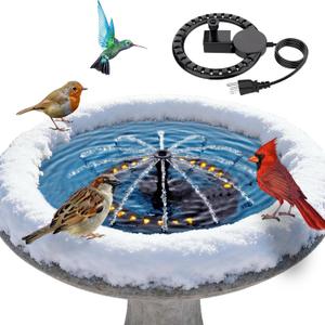 Birdbath Heater with Water Pump,Cast Aluminum 200W Bird Water Heater Thermostatic Controlled Auto Shut Off Bird Baths De-icer with 5.9ft Power Cord for Outdoor Garden Yard Patio in Winter