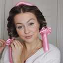 3 x Heatless Curler Set,Heatless Silk Curls for Long Hair,No Heat Large Rollers Overnight,Rubber Curling Rods (Pink1)