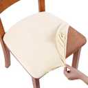 Smiry Velvet Seat Covers for Dining Room Chair Set of 2, Stretch Fit Removable Washable Chair Seat Cushion Protector Slipcovers with Ties, Cream