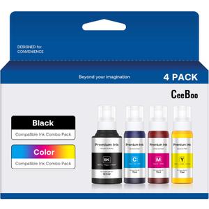 CEEBOO Compatible Ink Bottle Replacement for Epson 502 (Not Sublimation Ink) , Use for ET-2850 ET-3830 ET-3850 ET-2760 ET-3760 ET-15000 printer, Black, Cyan, Magenta, Yellow,(4 Bottles)