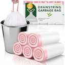 6 Gallon Trash Bags Drawstring Unscented - White Medium Kitchen Garbage Bags Plastic 100Count 22.5 Liter Recycling Office Bathroom Waste Basket Liners Strong Thick Bulk Magesh