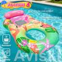 1 Pack Flamingo Palm Pool Lounger for Adults - Inflatable Pool Float Chair with Cup Holders, Cooling Mesh Seat & Backrest, Hawaii Summer Beach Party Toy, Large Size Water Float Raft for Lake River