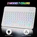 Ultra-Slim Lightweight Bluetooth Keyboard and Mouse Portable Mini Wireless Keyboard Rechargeable 7-Color Backlit for Apple iPad iPhone,Tablet iPhone Smartphone iOS Android Windows,Round Keys White