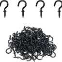 Goiio 100 Pieces 1/2 inch Ceiling Hooks, Black Zinc Plated Metal Screw-in Cup Hooks