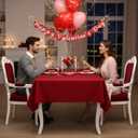 sancua Rectangle Tablecloth - 60 x 84 Inch - Stain and Wrinkle Resistant Washable Polyester Table Cloth, Decorative Fabric Table Cover for Dining Tables, Buffet Parties, Valentine's Day, Red