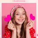 Zeyune 2 Pcs Valentines Day Headbands for Women Valentine Beaded Heart Headband Jeweled Rhinestone Knot Hair Accessories Mardi Gras Outfit for Holiday Gifts(Pink and White)