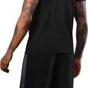 BUYJYA 5Pcs Men's T Shirts Workout Long Sleeve Athletic Zip Pocket Shorts Jackets Compression Pants Gym Clothes (Black, XXL)