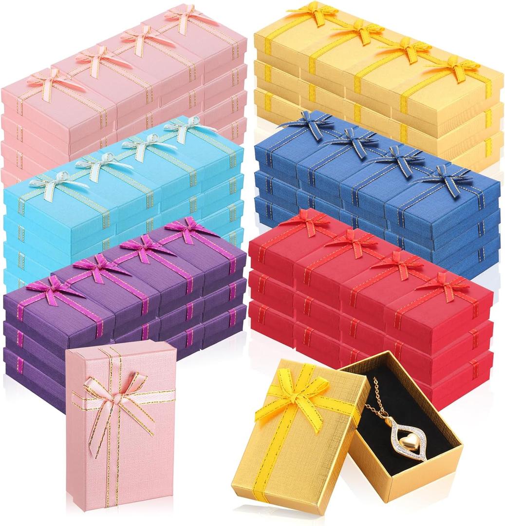 Yinkin 96 Pcs Jewelry Gift Boxes Bulk, Small Jewelry Packaging Box with Lids, Rings Earrings Necklaces Bracelet Pendant Display Case for Travel, Birthday, Holiday, Party Supplies 3.1 x 2 x 1.1