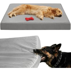LILNAP Indestructible Dog Beds for Large Dogs, Chew Proof Dogs Bed with Orthopedic Egg Foam, Outdoor Pet Bed Mat with Washable Cover for Crate Pad and Cages,Jumbo 55"x42"x4"