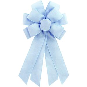 Light Blue Wreath Bow Birthday Anniversary Bows Wedding Farmhouse Bow Tree Ornament for Home Front Door Decorations