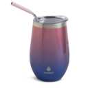 Manna Double Wall Insulated Stainless Steel Stemless Wine Cup Tumbler with Splash-Proof Sliding Lid - 17 oz