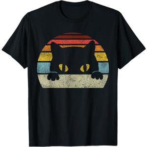 Cat Retro Style Vintage Black Kitten Cute Kitty Cats Lover T-Shirt