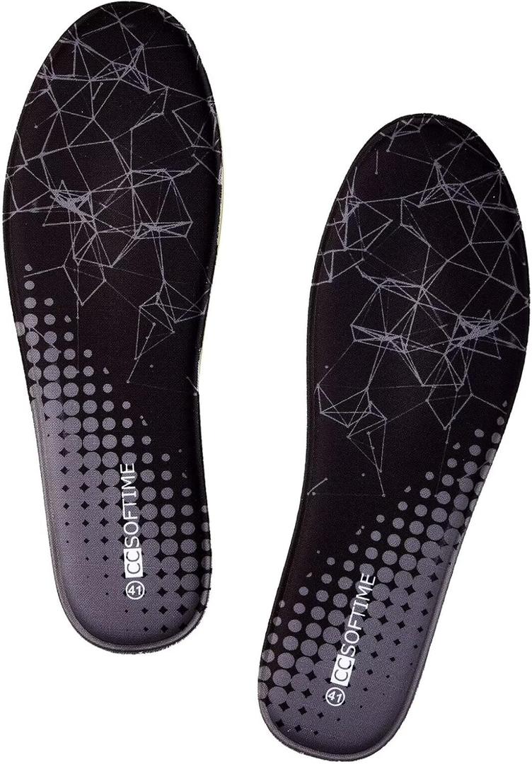 CCSOFTIME Memory Foam Insoles for Women, Thin Replacement Shoe Inserts for Work Boots Running Shoes Hiking Shoes Sneakers Cushion Inner Soles Black W6