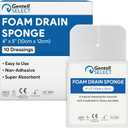 Foam Drain Sponges 4x5-10 Sterile Non Bordered Pads - Non Adhesive and Highly Absorbent Split Sponges for Drainage - Good for IVs, G Tubes, and Tracheostomy Supplies
