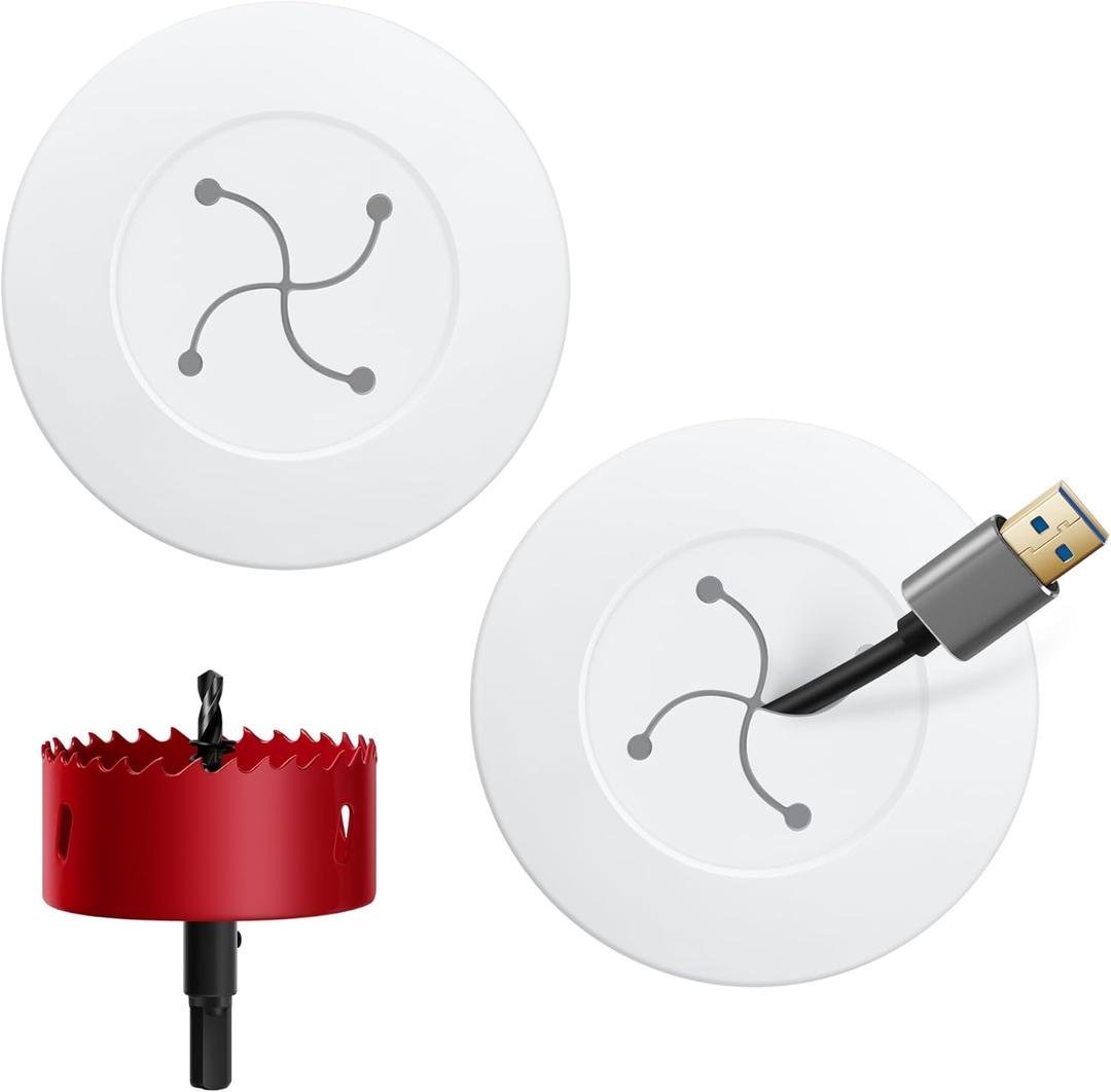 Cord Hider for Wall Mounted TV, in Wall Cable Management Kit for Large Capacity, Wall Cable Hider Behind The Wall, Cable Raceway White Includes Hole Saw Dril Attachment - 2 Pass Locking Brackets