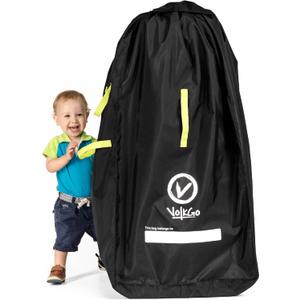 V VOLKGO Super Extra Large Stroller Bag for Airplane with Padded Backpack Shoulder Straps, Double Stroller Cover for Air Travel, Jogger & Carrier - Fits All, Gate Check Bag, Waterproof Travel Cover. (Black) 47" tall, by 24" wide, by 18" deep