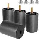 M8-1.25 Metric Thread Bolts Plastic Furniture Legs 3 Inch Black Round Tapered Sofa Feet with T-Nuts - Couch Feet Replacement - Couch Legs Set of 4